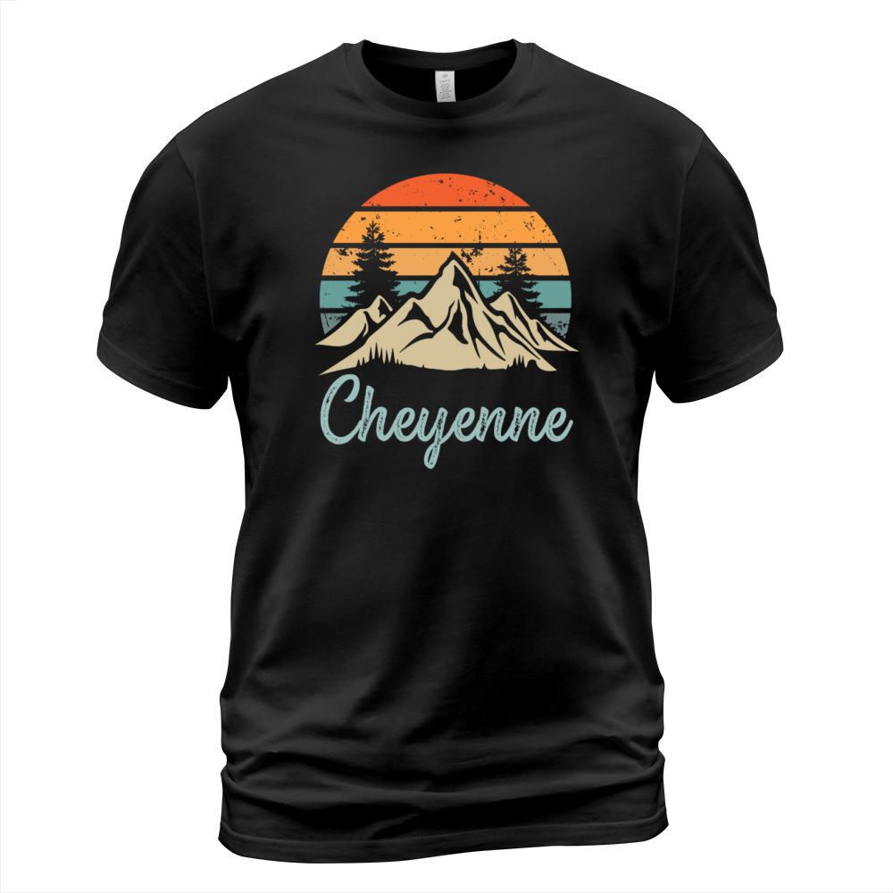 Cheyenne Retro Vintage Mountain Sunset Outdoors Wi T-Shirt Unisex