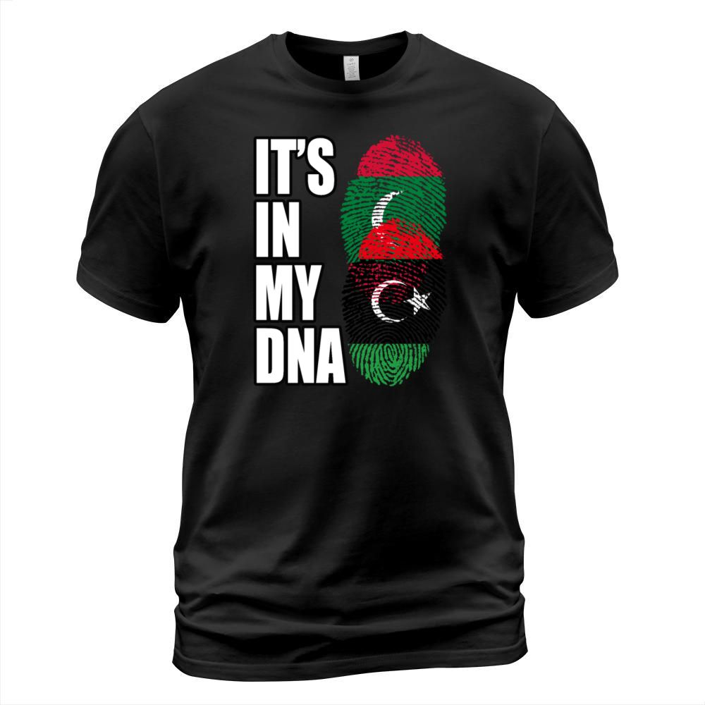 Maldivian And Libyan Mix Heritage DNA Flag T-Shirt Unisex
