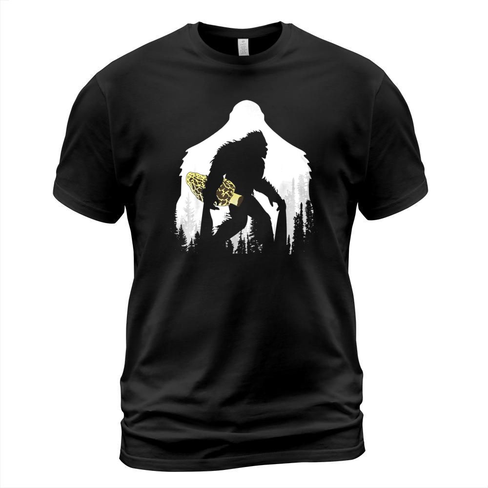 Bigfoot With Morel Mushroom In Forest Gift Mushroom Hunter T-Shirt T-Shirt Unisex