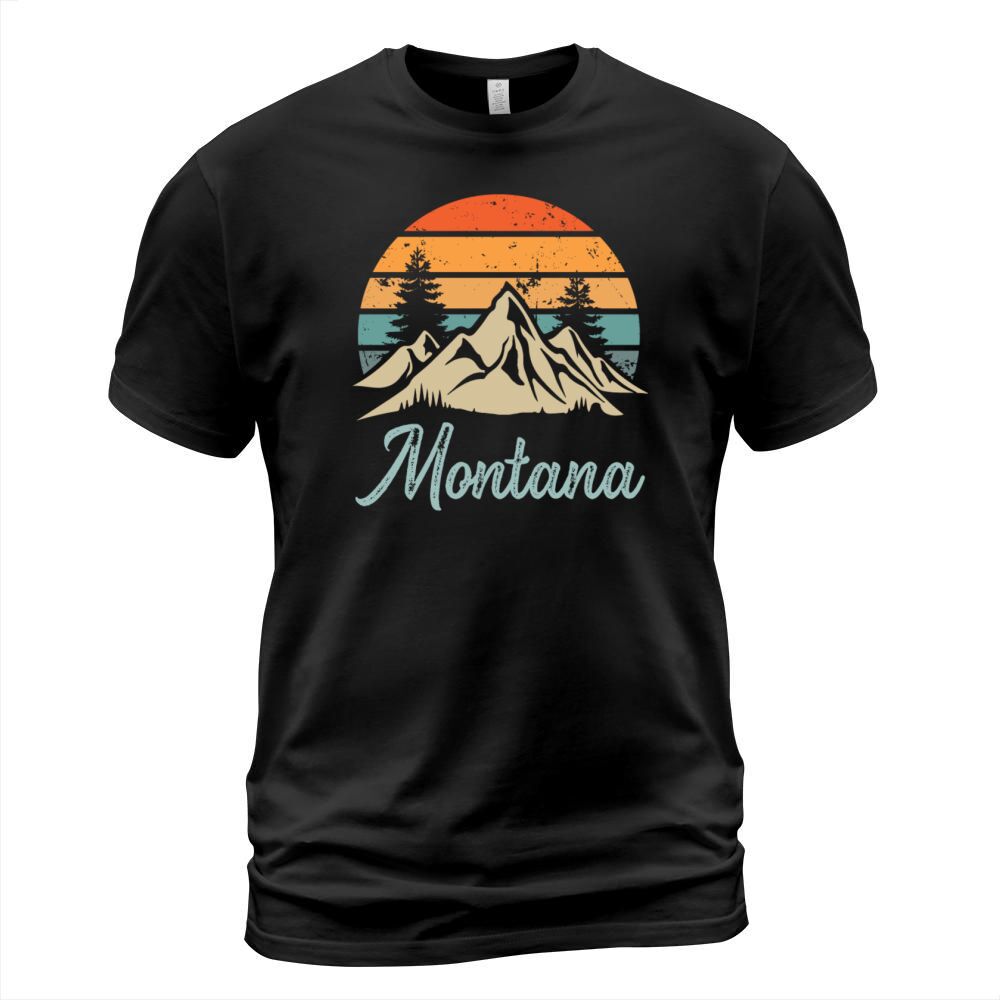 Montana Retro Vintage Mountain Sunset Outdoors Wil T-Shirt Unisex