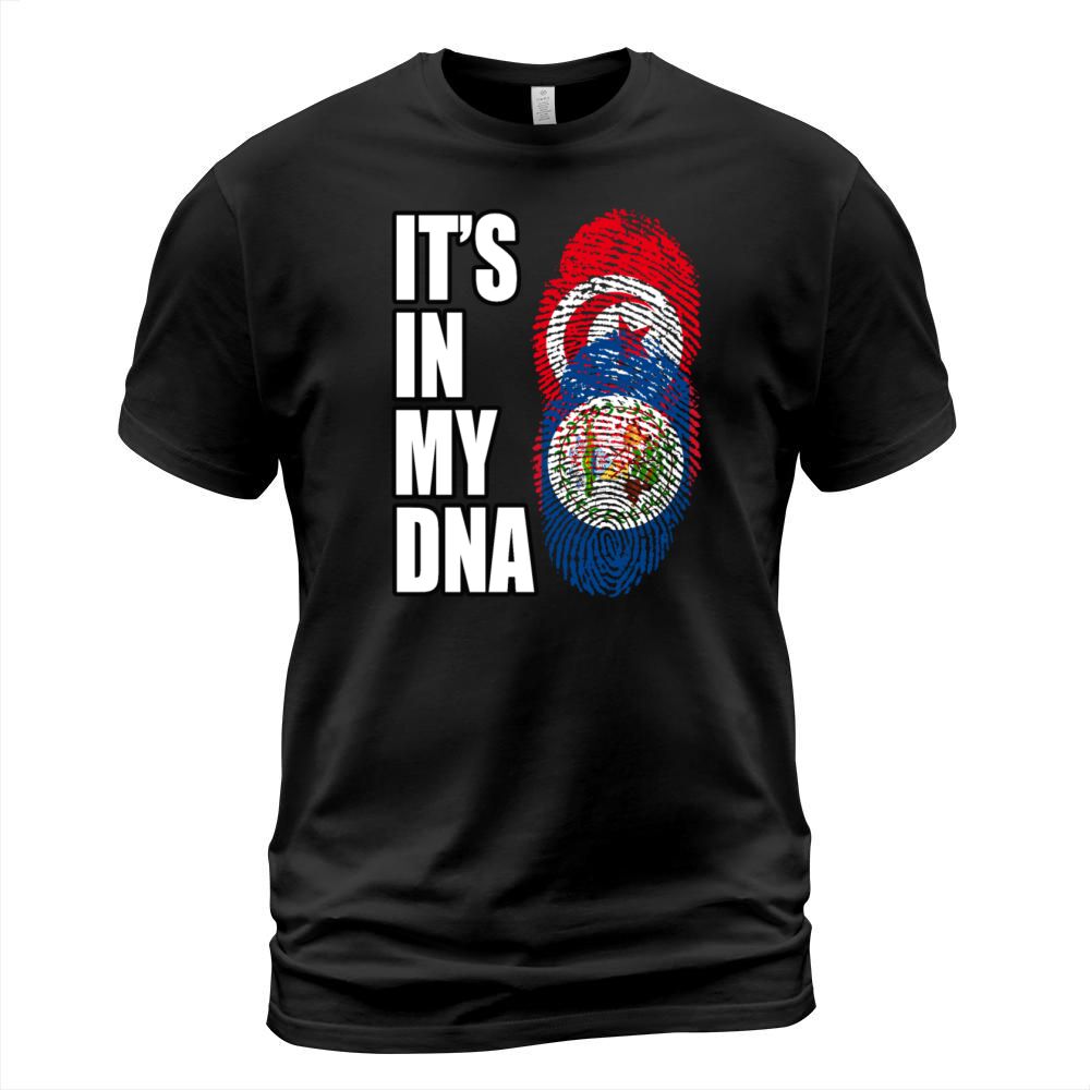 Tunisian And Belizean Mix Heritage DNA Flag T-Shirt Unisex