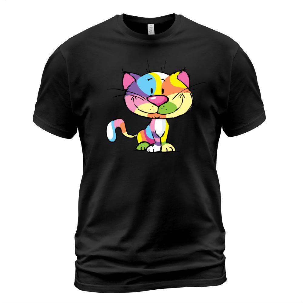 Cute Kitty Cartoon Colorful Pop Art Design T-Shirt Unisex
