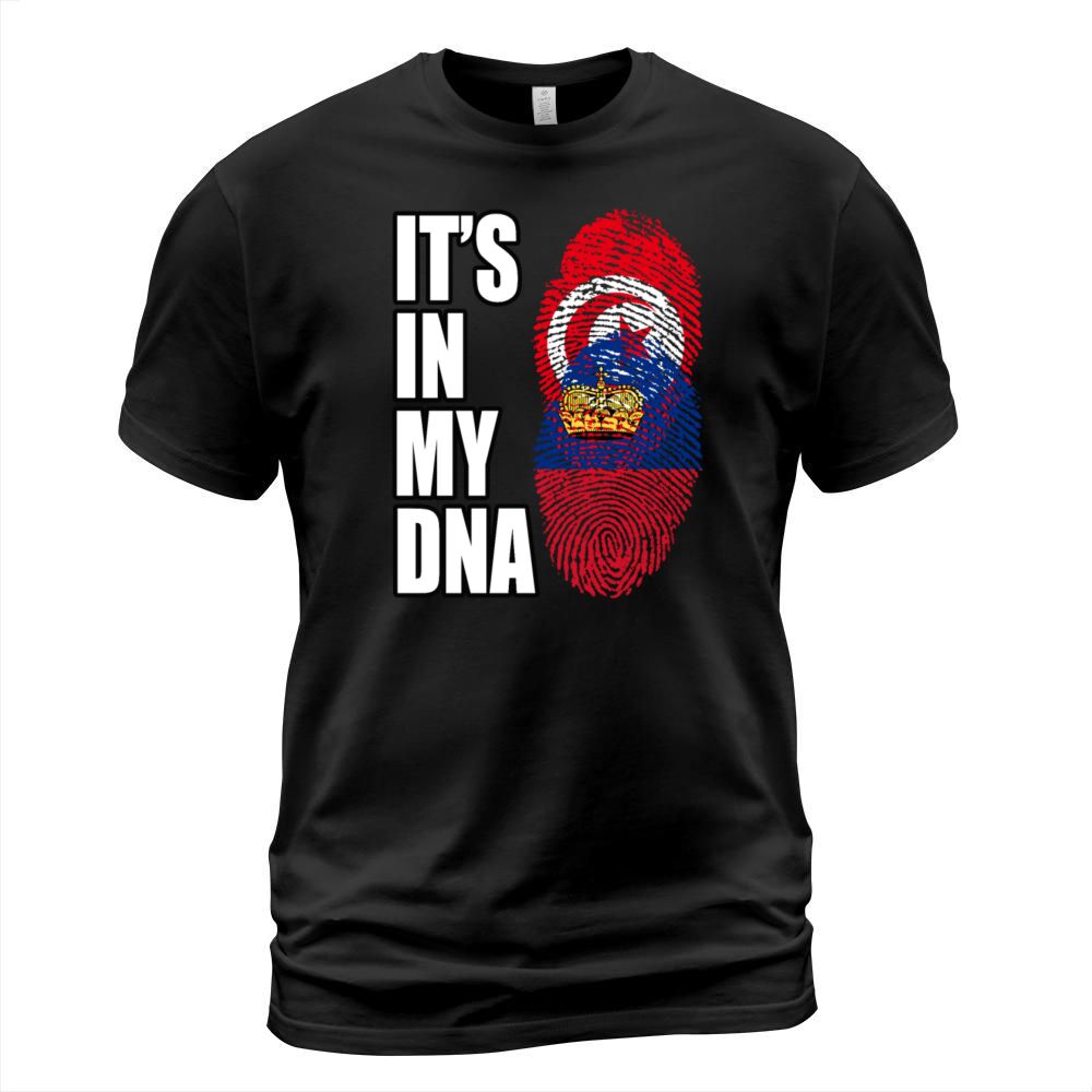 Tunisian And Liechtensteiner Mix Heritage DNA Flag T-Shirt Unisex