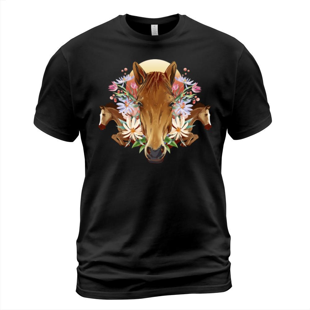 Horse Horses flower wild beautiful Horse Horses fl T-Shirt Unisex