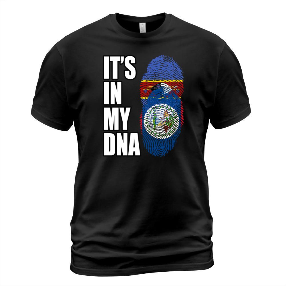 Swazi And Belizean Vintage Heritage DNA Flag T-Shirt Unisex
