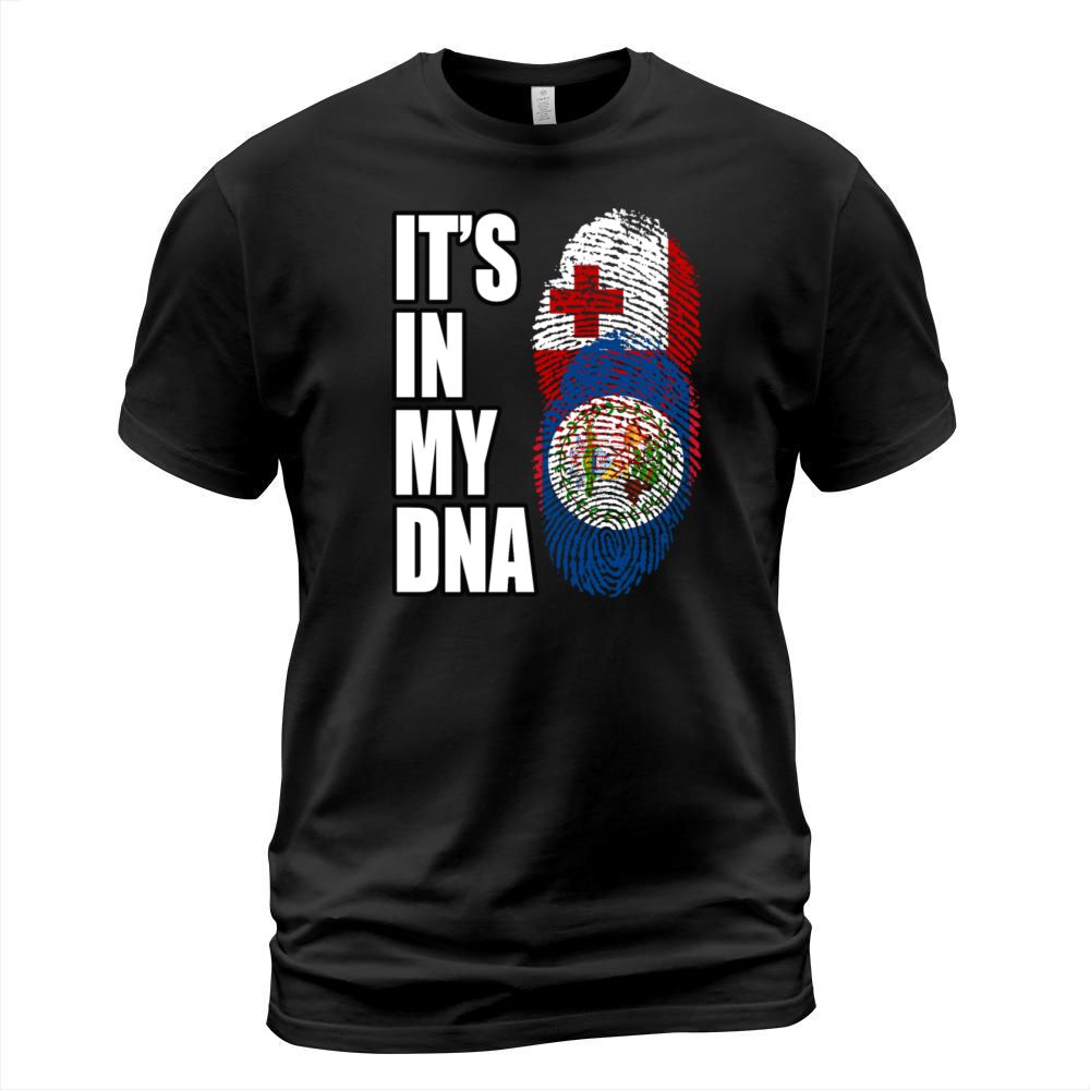 Tongan And Belizean Mix Heritage DNA Flag T-Shirt Unisex