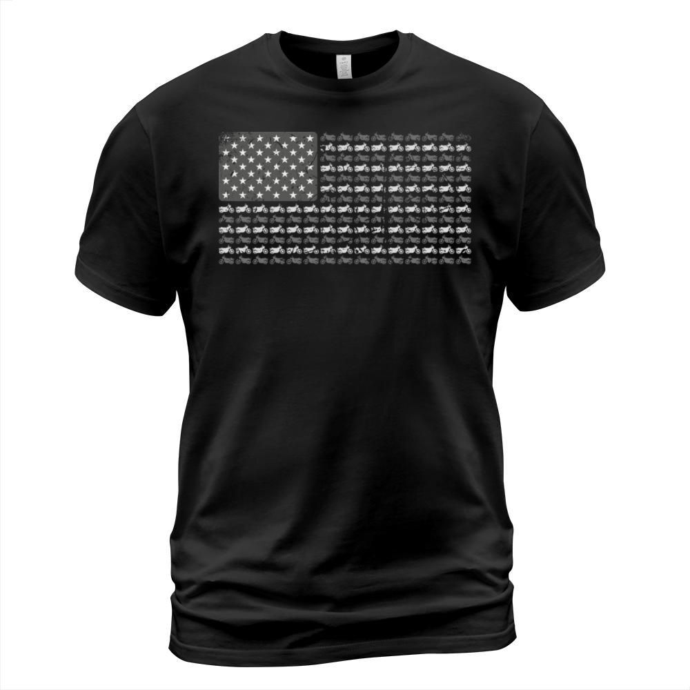 Motorbike USA Flag 4th of July Vintage Motorcycles T-Shirt Unisex