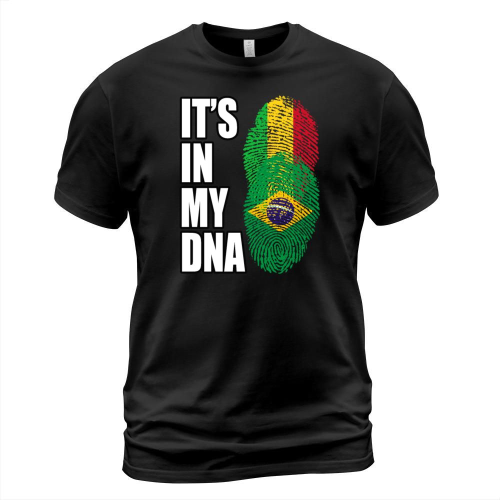 Malian And Brazilian Mix Heritage DNA Flag T-Shirt Unisex