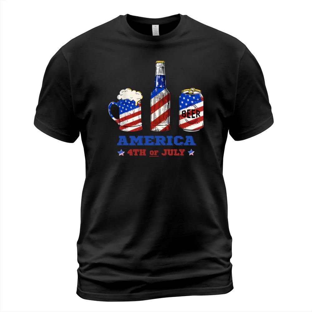Beer Drinking USA Flag Beer Lover America 4th Of July shirt T-Shirt Unisex