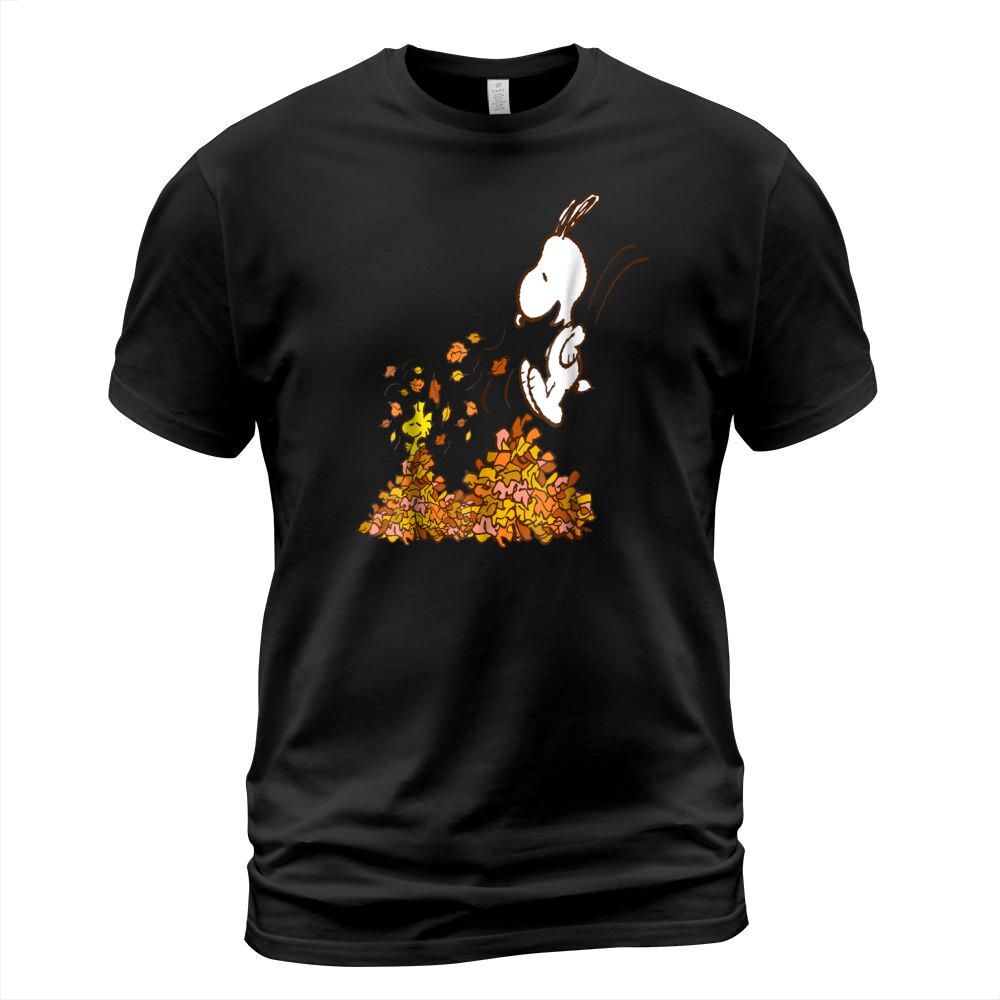 Peanuts Snoopy Jumping Into leaf Autumn T-Shirt Unisex