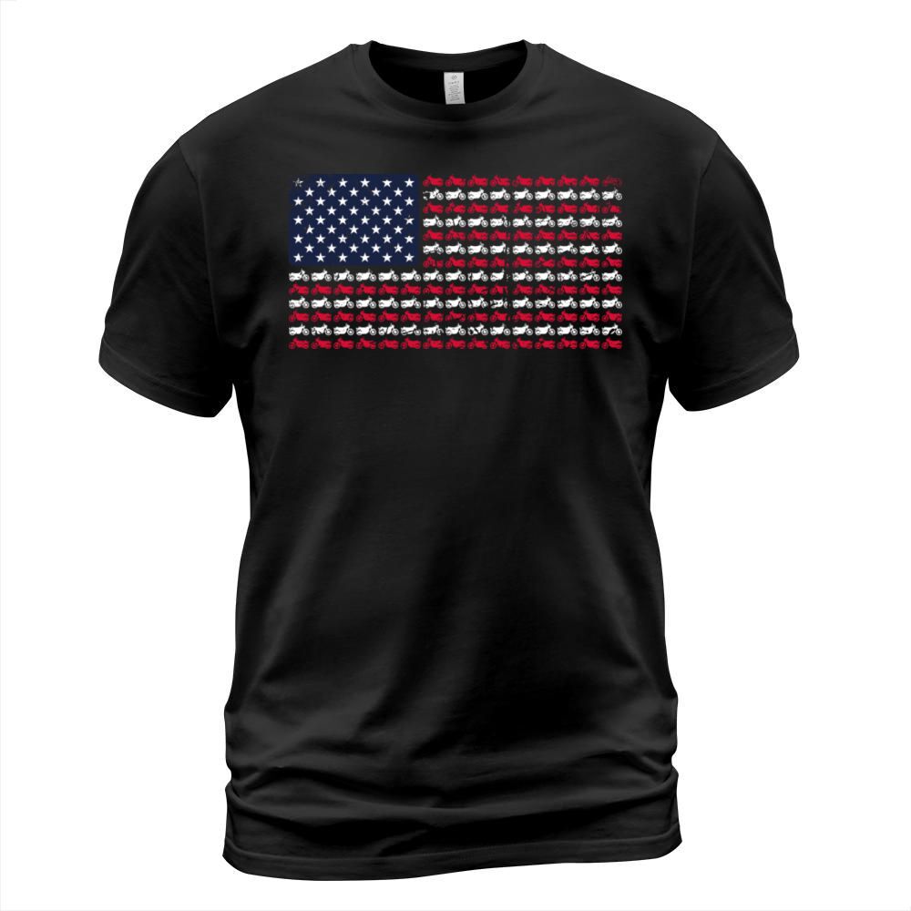 Vintage Motorcycle Biker American Flag 4th of July T-Shirt Unisex