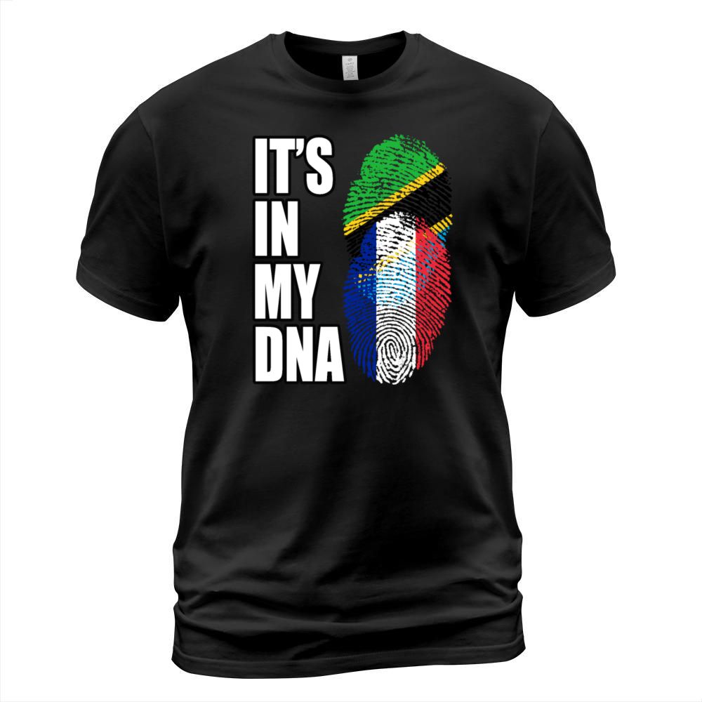Tanzanian And French Vintage Heritage DNA Flag T-Shirt Unisex