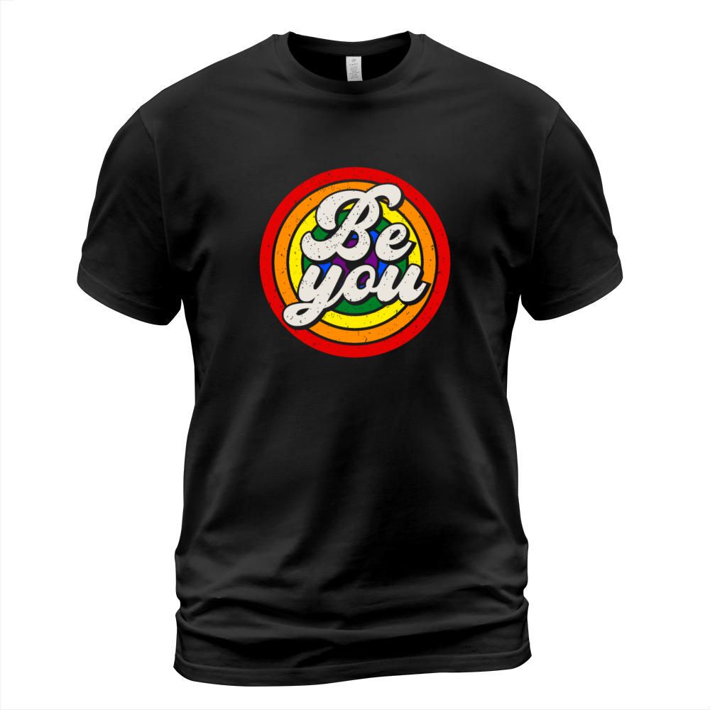 Be You Pride LGBTQ Gay Ally Rainbow Retro Vintage T-Shirt Unisex