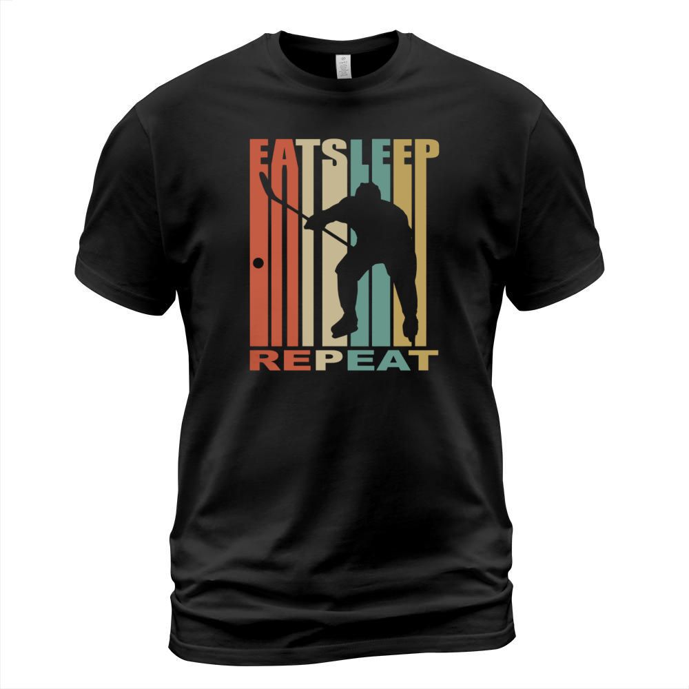 Eat Sleep Ice Hockey Repeat T-Shirt Retro Tee T-Shirt Unisex