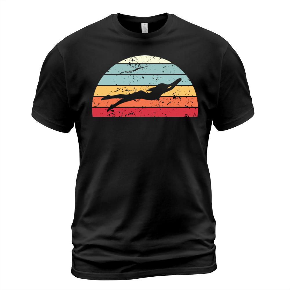 Retro Swimming Sunset Vintage Swimmer Sunrise T-Shirt Unisex