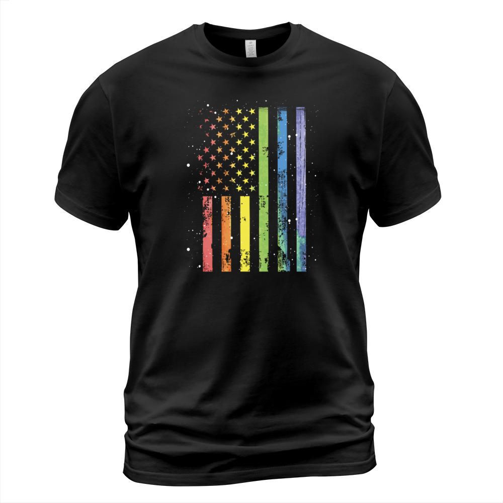 LGBT Community American Flag Rainbow Colors Gay T-Shirt Unisex