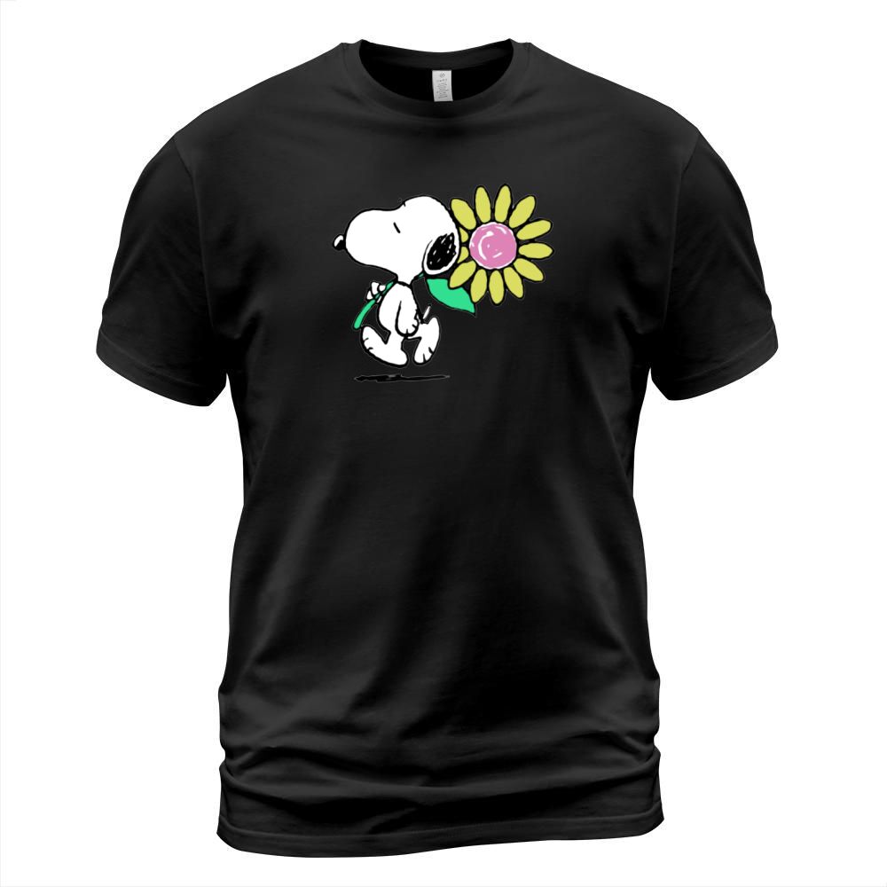 Peanuts Snoopy pink daisy flower shirt T-Shirt Unisex