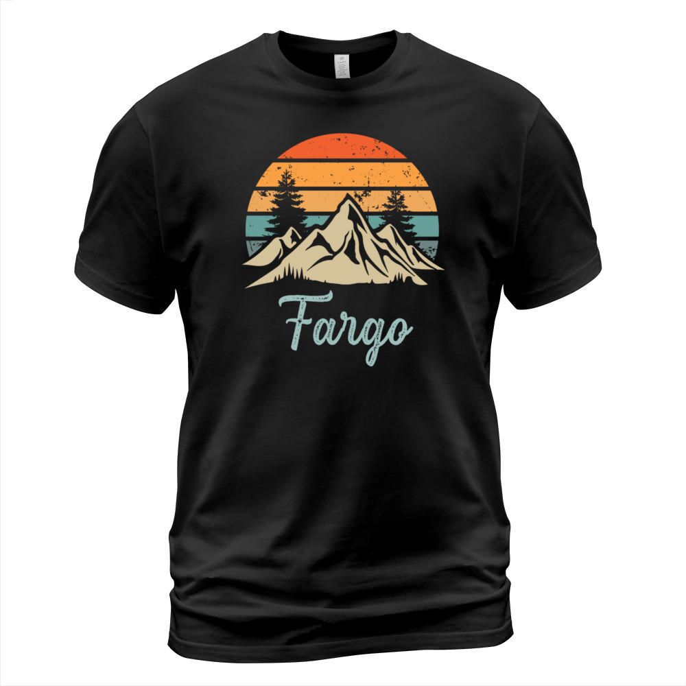Fargo Retro Vintage Mountain Sunset Outdoors Wilde T-Shirt Unisex