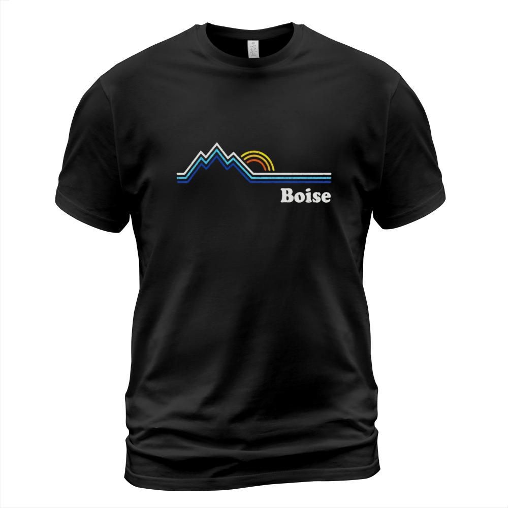Retro Boise Idaho T Shirt Vintage Sunrise Mountains Tee Desi T-Shirt Unisex
