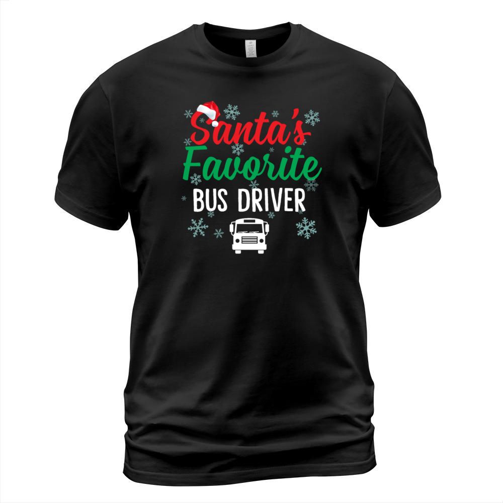 Santas Favorite Bus Driver Funny Christmas Gift T-Shirt Unisex