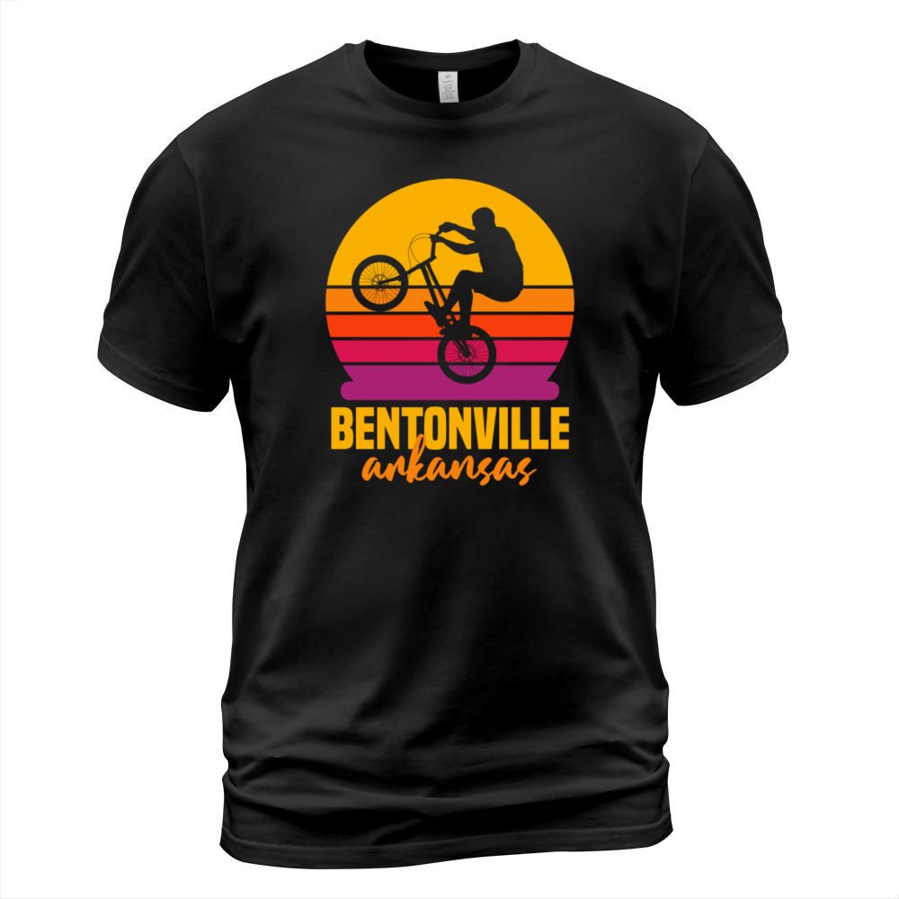 Bentonville Mountain Biking Retro Vintage Sunset T-Shirt Unisex