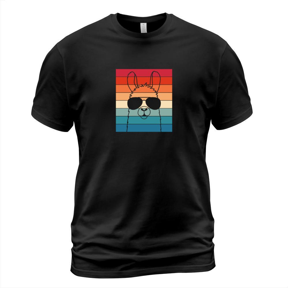Llama Sunglasses Retro Vintage T-Shirt Unisex