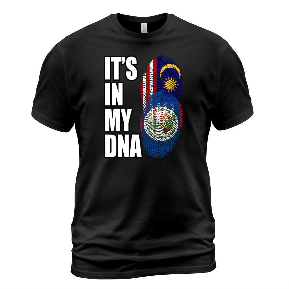 Malaysian And Belizean Mix Heritage DNA Flag T-Shirt Unisex