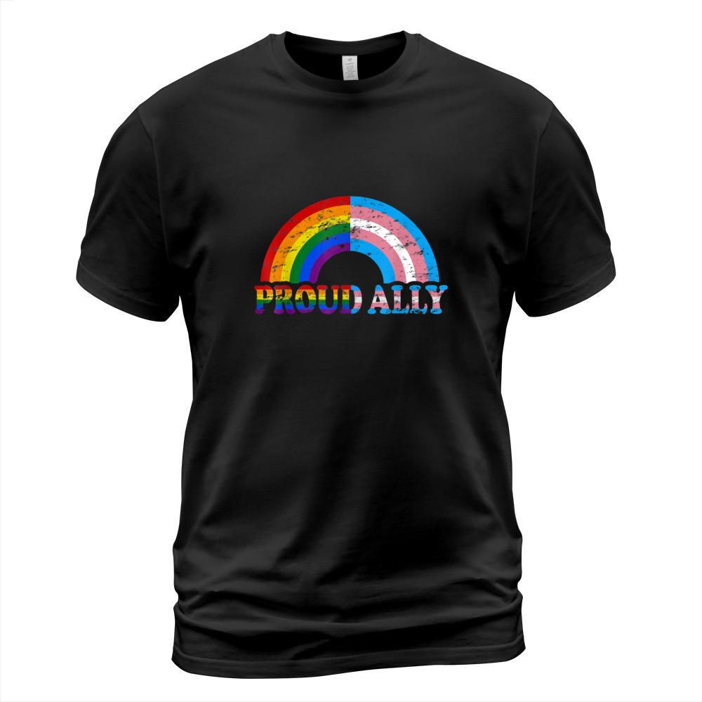 Vintage Proud Ally Flag Rainbow LGBT Transgender Pride Month shirt T-Shirt Unisex
