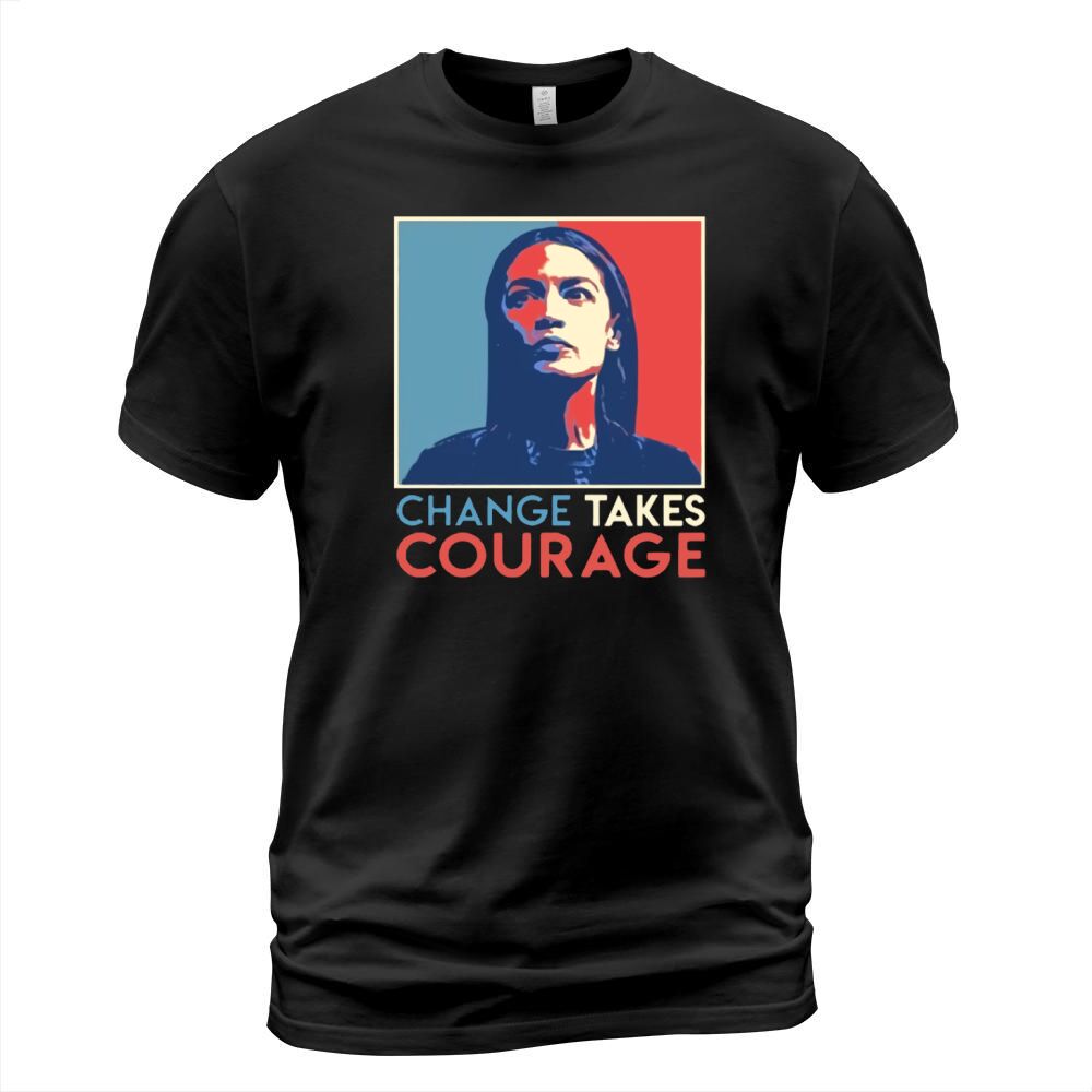 Vintage Alexandria Ocasio Cortez AOC Change Takes Courage Vintage 2020 T-Shirt T-Shirt Unisex