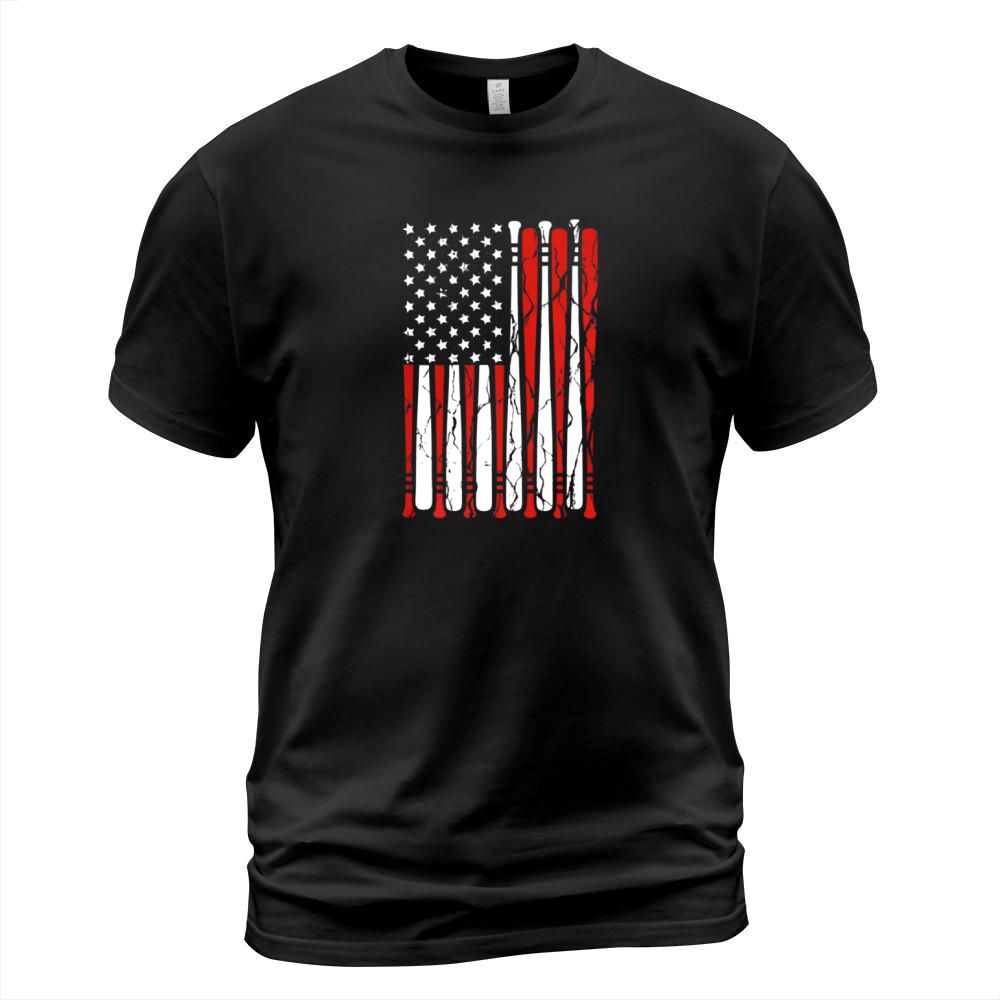 Vintage American Flag Baseball 4th Of July T-Shirt Unisex