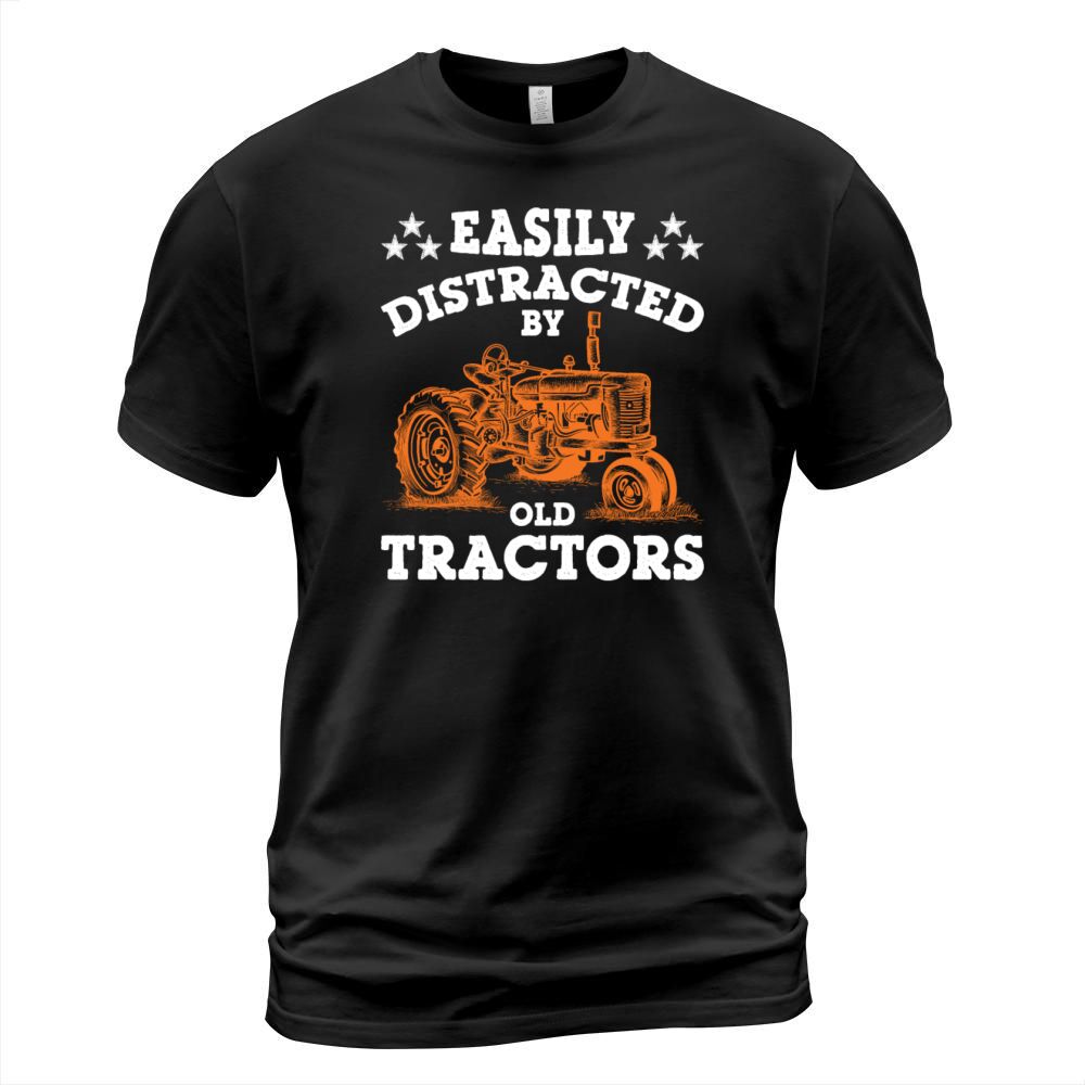 Funny Easily distracted by old tractors Vintage T-Shirt Unisex