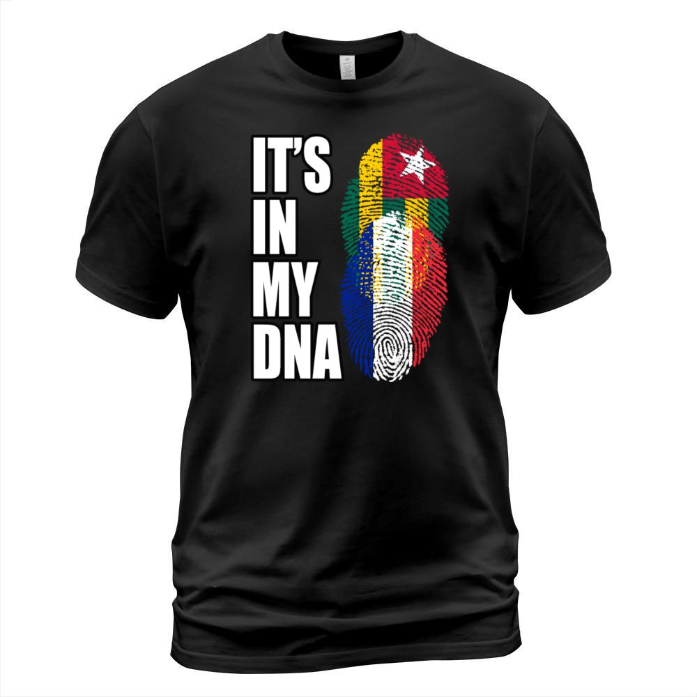 Togolese And French Mix Heritage DNA Flag T-Shirt Unisex