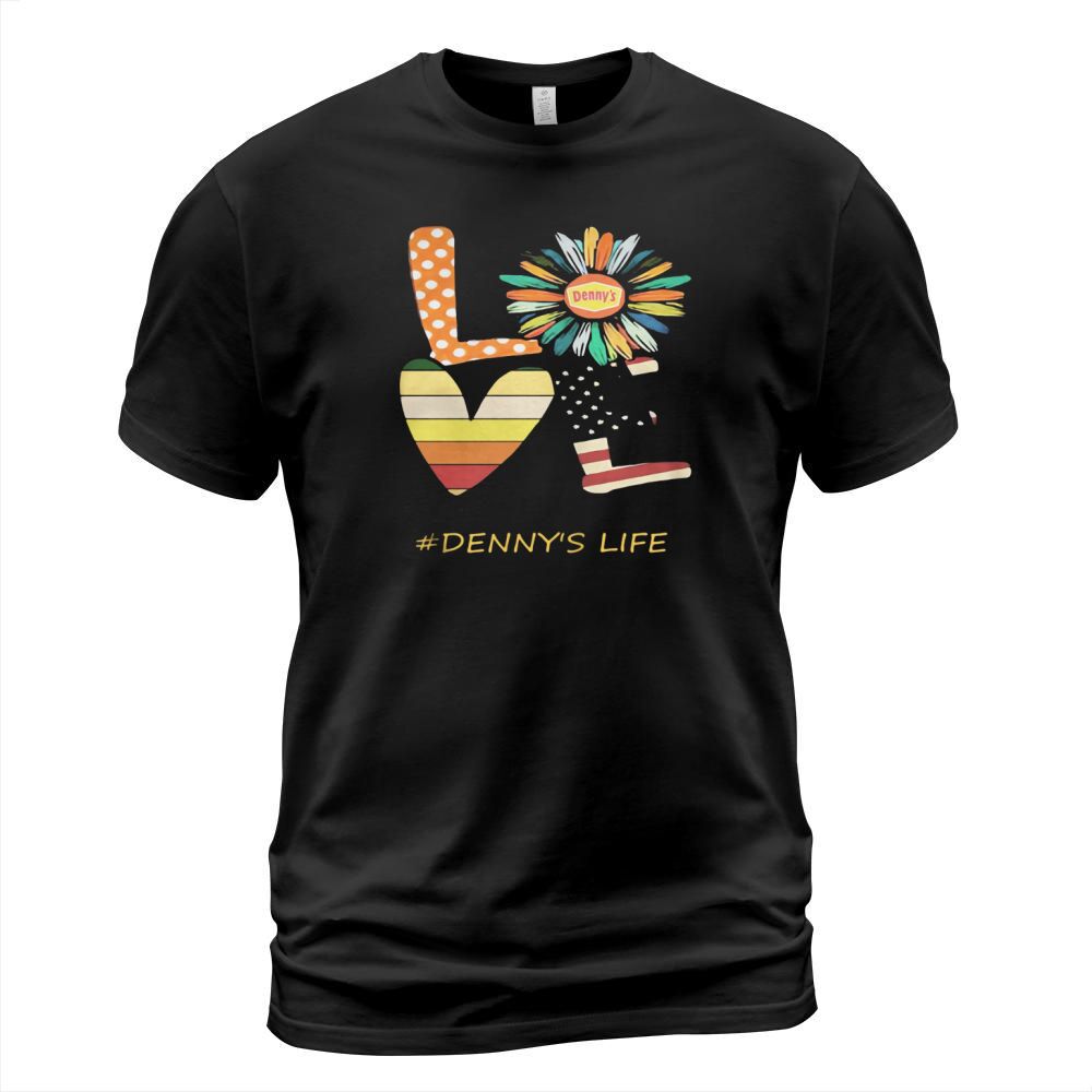 Love dennys life flower american flag vintage shirt T-Shirt Unisex