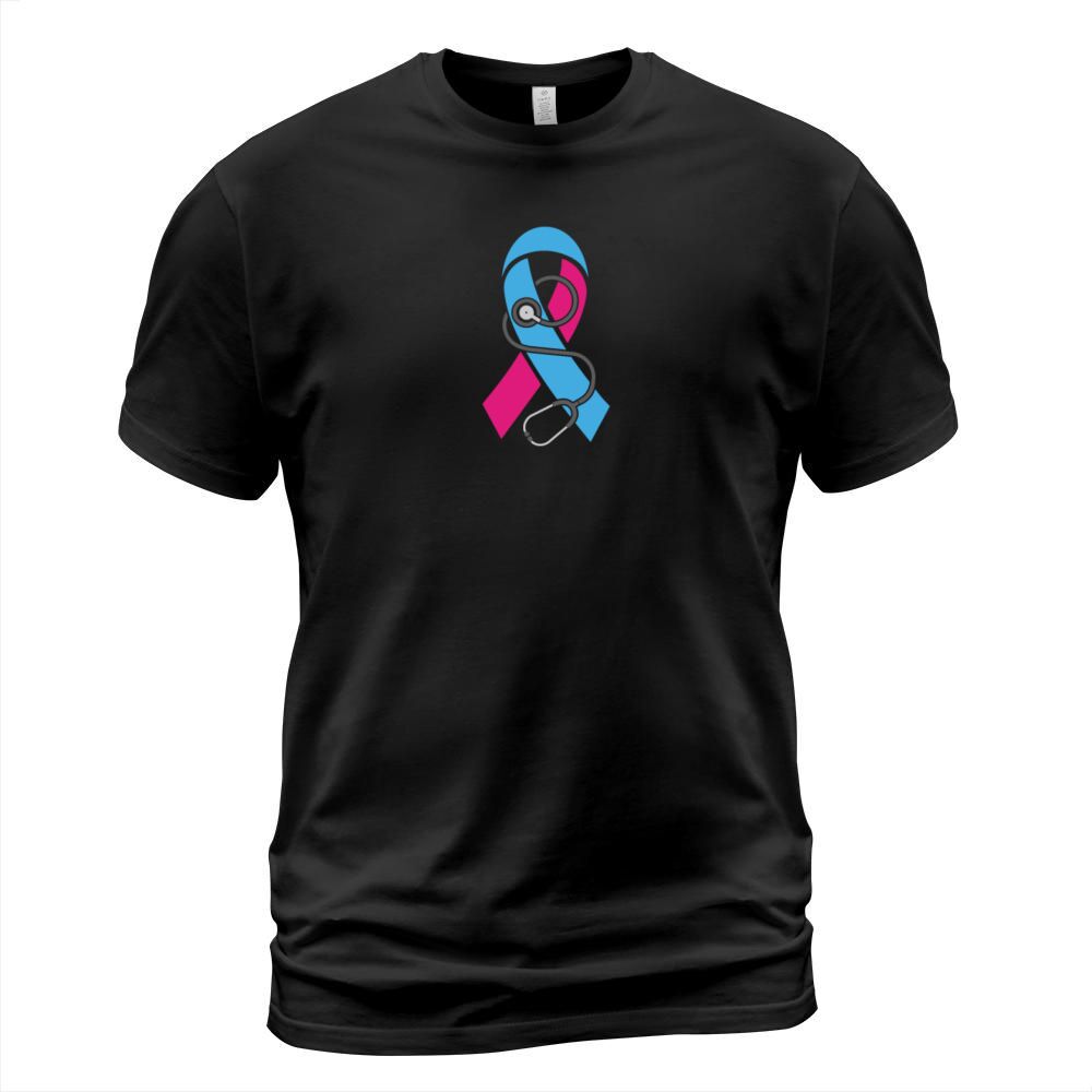 Stethoscope-Pregnancy Infant Loss Awareness Ribbon T-Shirt Unisex
