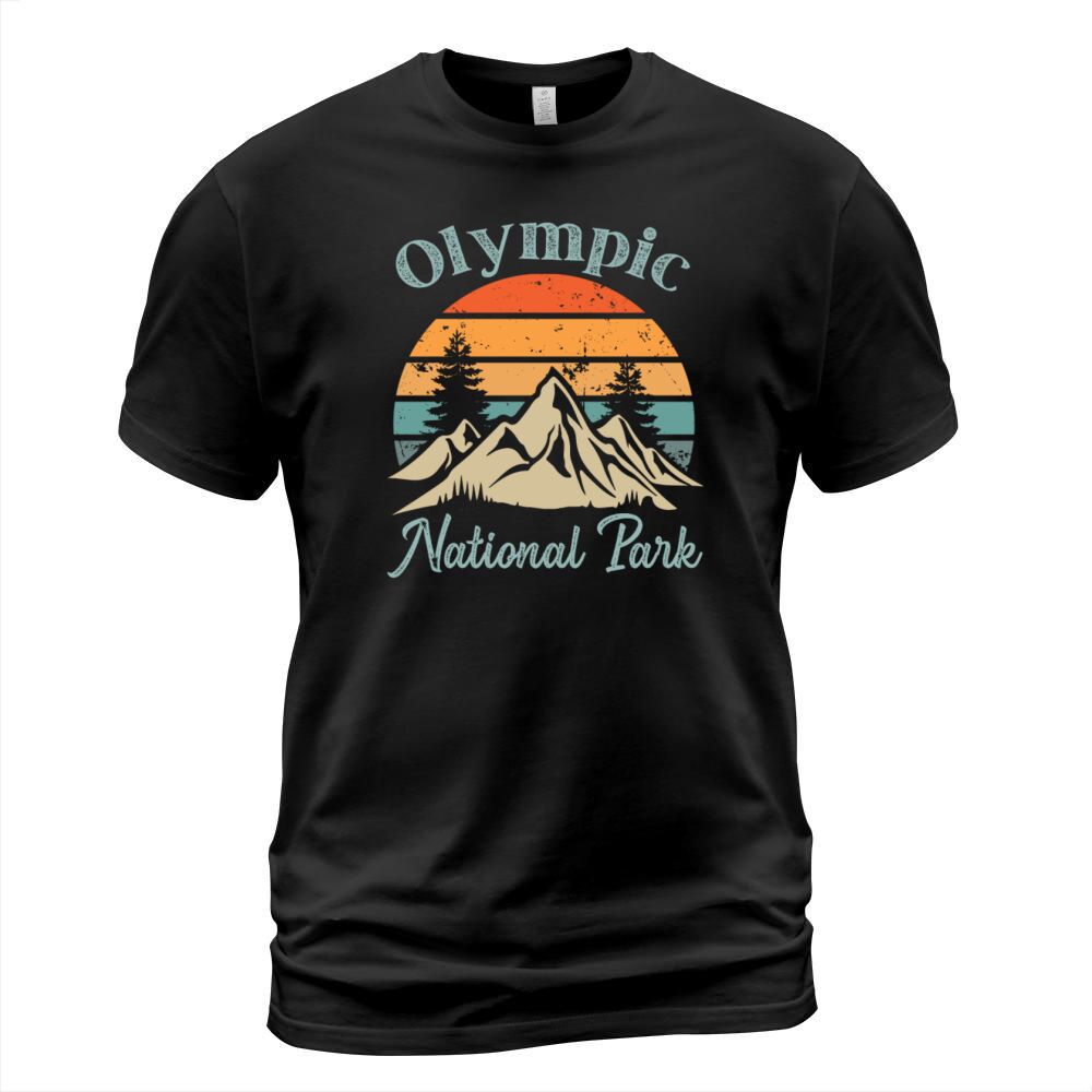 Olympic National Park Retro Vintage Mountain Sunse T-Shirt Unisex
