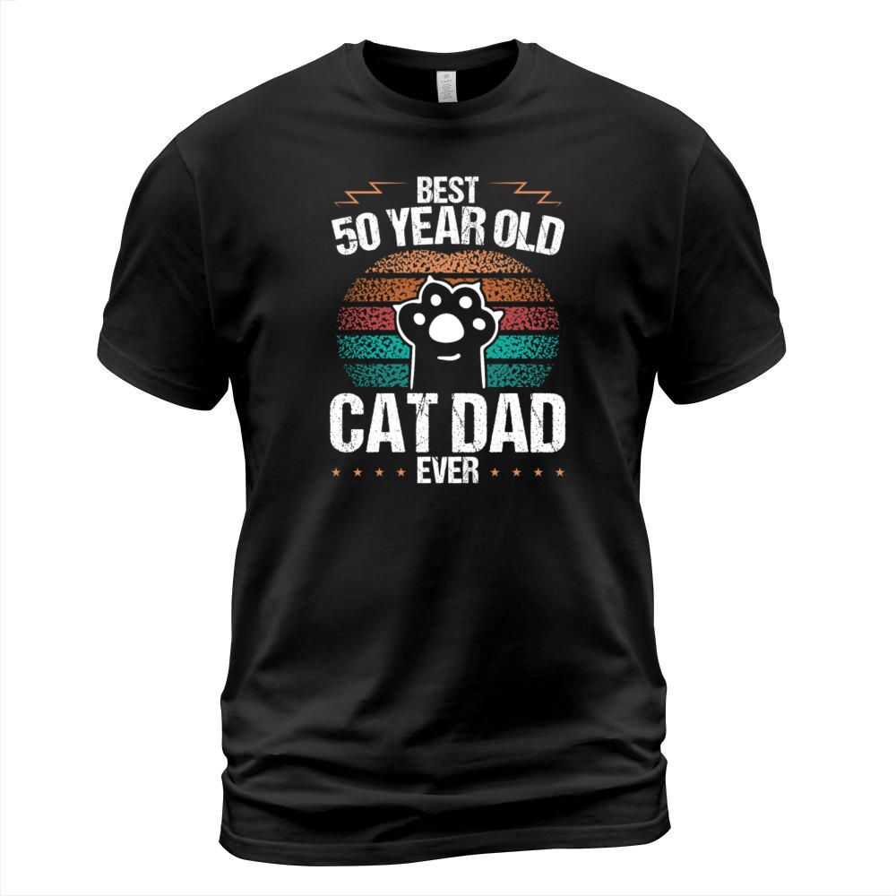 Best 50 Year Old Cat Dad Cat Father 50th Birthday T-Shirt Unisex
