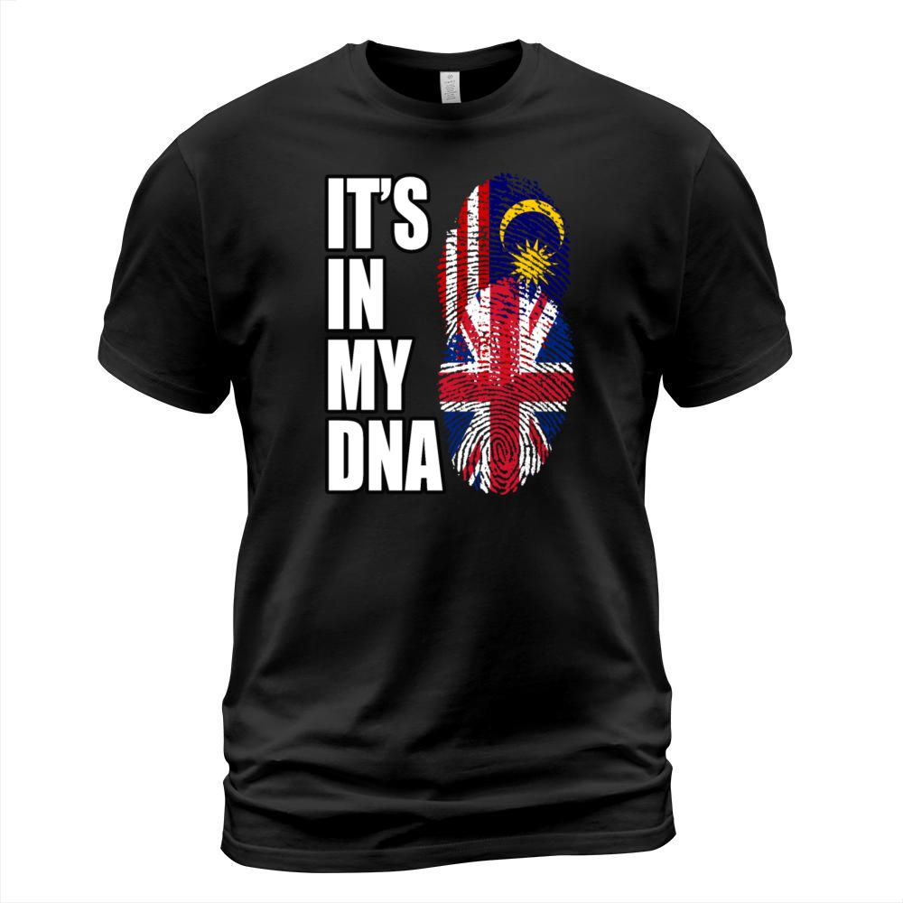 Malaysian And British Mix Heritage DNA Flag T-Shirt Unisex