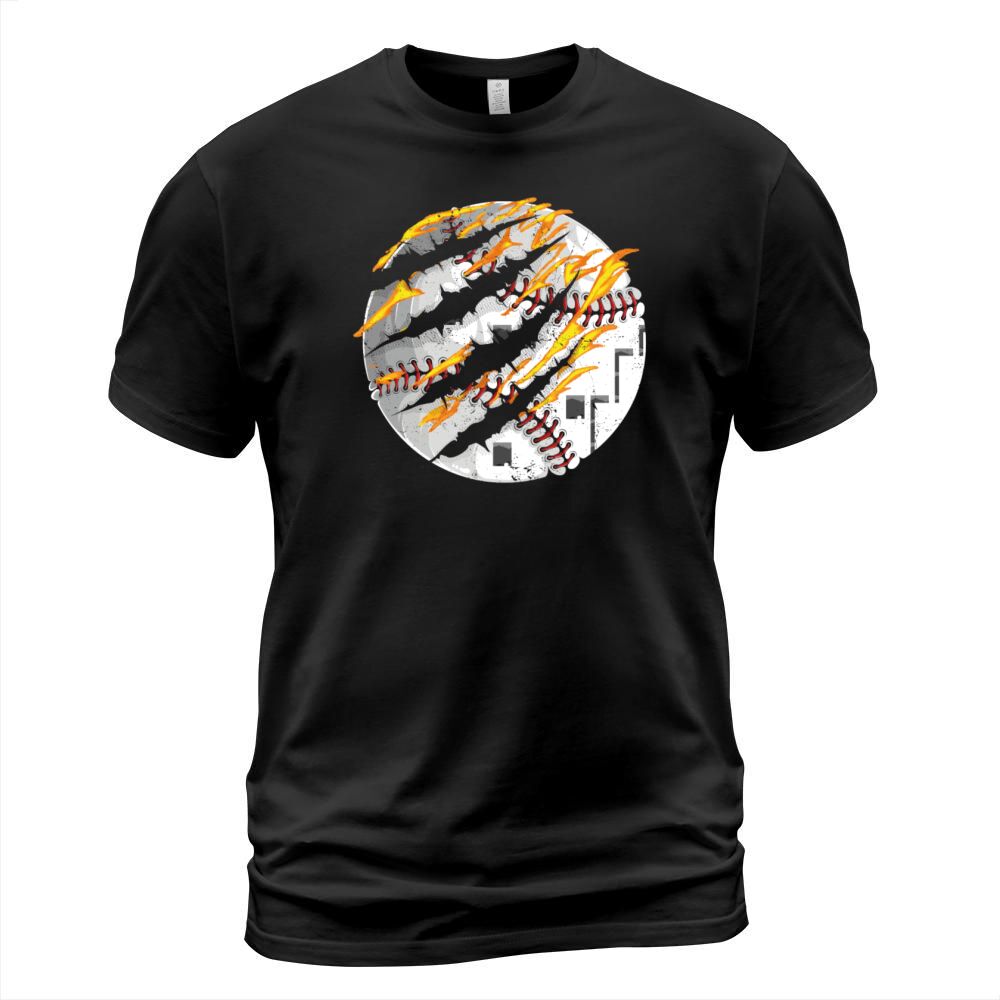 Baseball Fan Fire Vintage T-Shirt Unisex