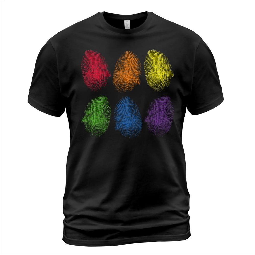 LGBT Rainbow Fingerprint Proud Gay Lesbian LGBT T-Shirt Unisex