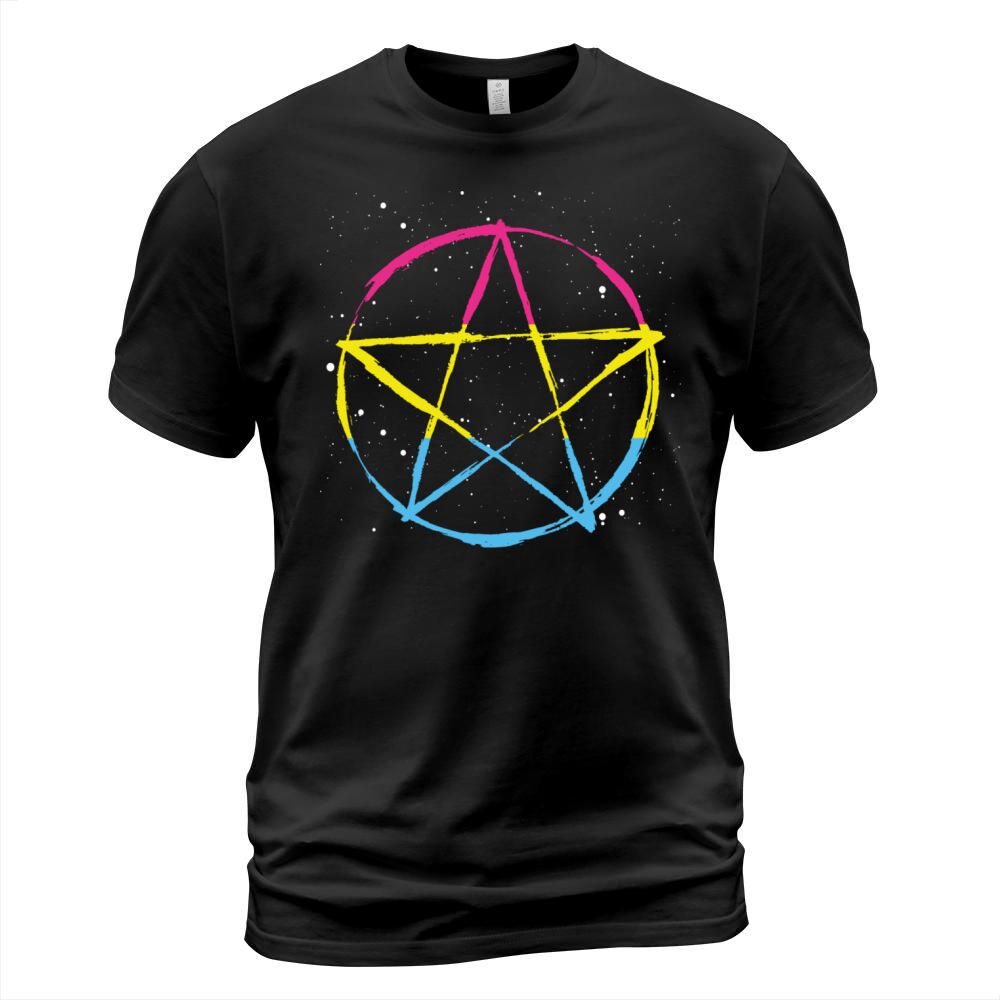 Pansexual Pentagram Pan Ally Wiccan Religion Pride T-Shirt Unisex