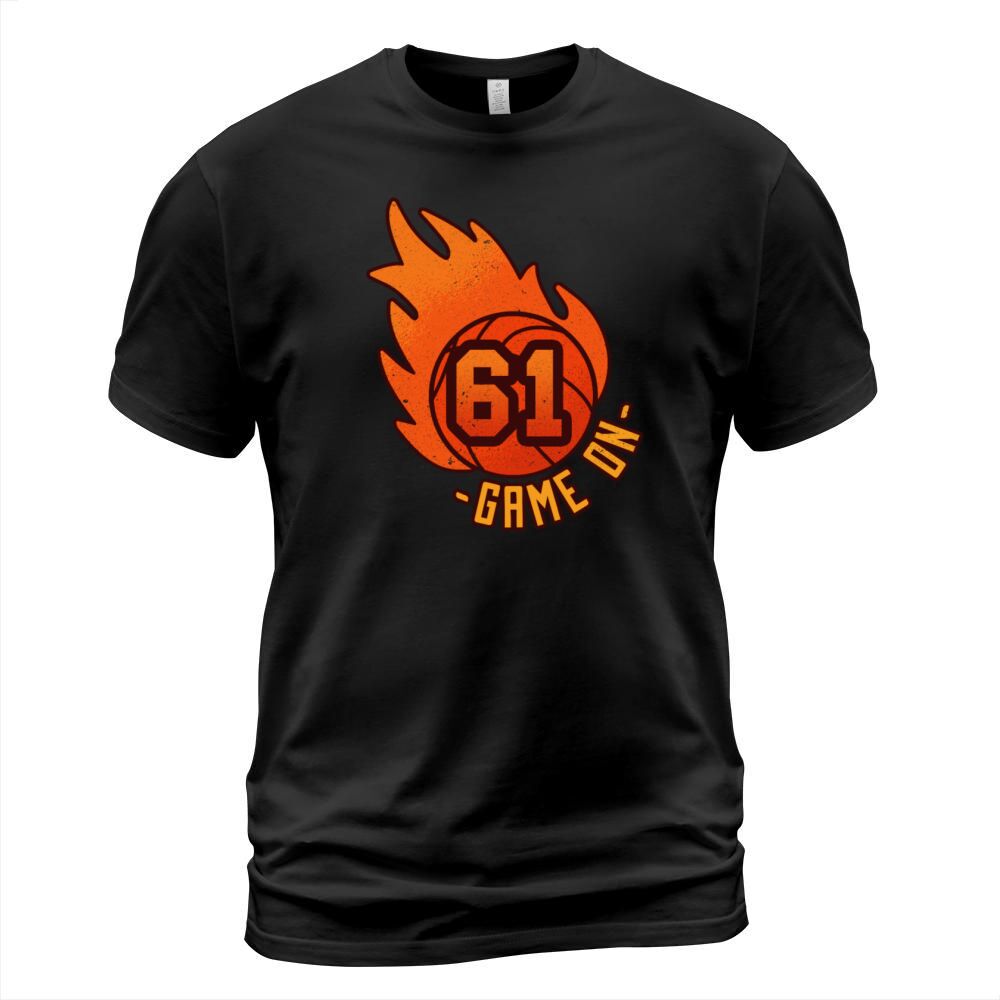 Athlete Ball Fire Game Sport Number 61 Basketball T-Shirt Unisex
