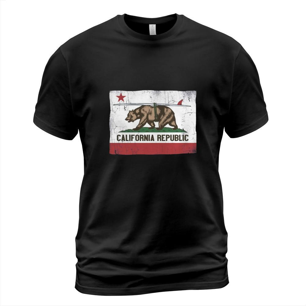 California Republic Surfing Bear Flag Vintage T-Shirt T-Shirt Unisex