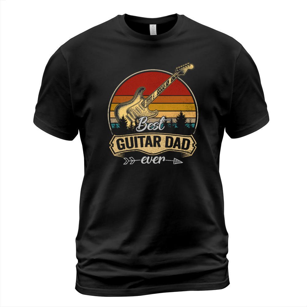Best Guitar Dad Ever Vintage Sunset Guitarist Shirt Men Gift T-Shirt T-Shirt Unisex