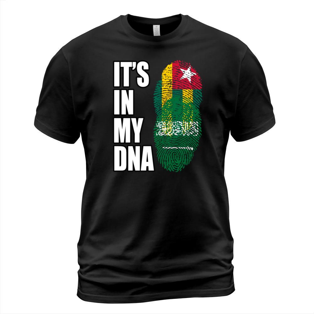 Togolese And Saudi Arabian Mix Heritage DNA Flag T-Shirt Unisex