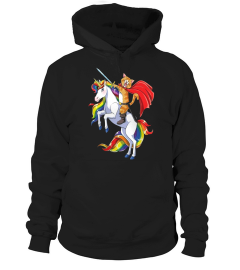 Cat Riding Unicorn T-shirt Funny Kitty Kitten Unicorns Gifts Hoodie Unisex