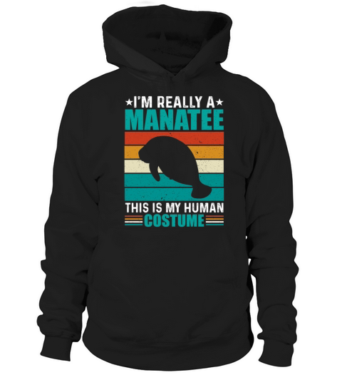 Retro Vintage Style Im Really a Manatee Sea Cows Hoodie Unisex