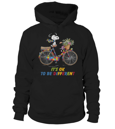 Snoopy Riding Bike It’s Ok To Be Different Autism shirt Hoodie Unisex