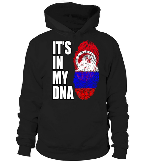 Tunisian And Russian Mix Heritage DNA Flag Hoodie Unisex