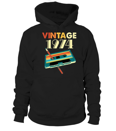Vintage 1974 Music Cassette 1974 Birthday Hoodie Unisex