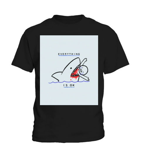 Everything Is Ok Funny Swimming Shark Kids T-Shirt